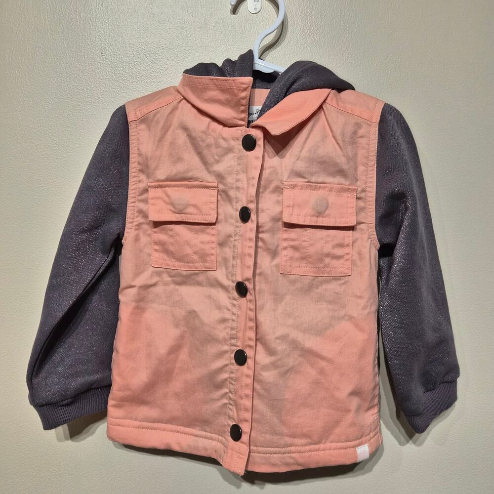 Sovereign Code 24 Month Nora Pink Charcoal Button Jacket Sparkle Hooded